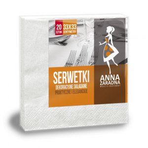 Anna Zaradna Serwetki Składane 33x33cm Białe 20szt